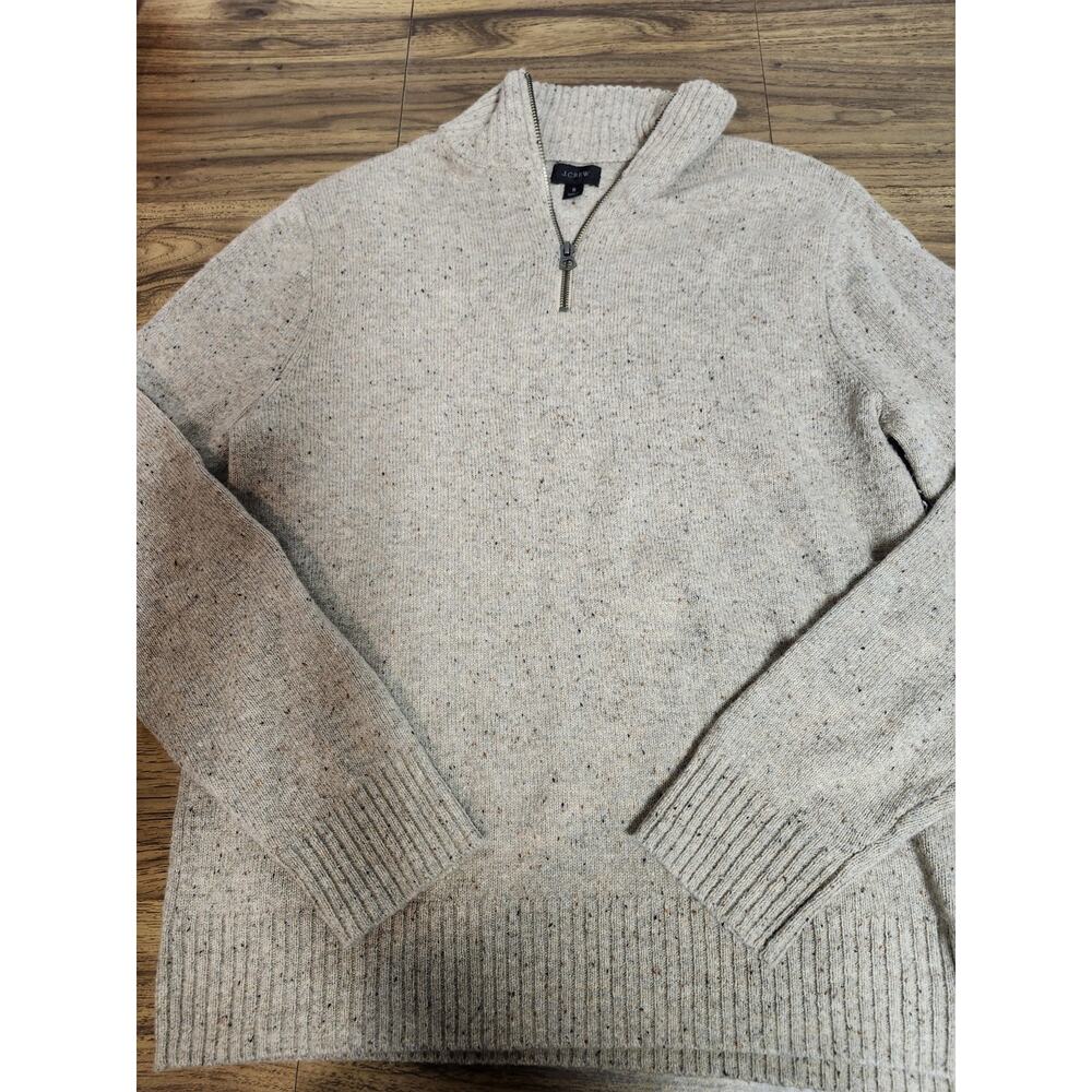 Womens J. Crew 1/2 Zip Beige Tone Sweater Size Small S